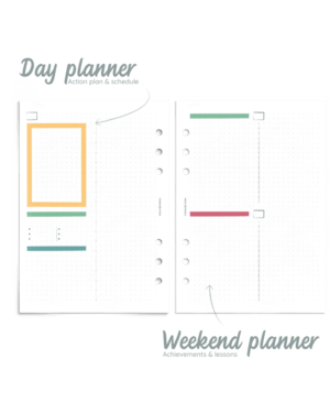 Highlighted day and weekend pages set - printable planner refill