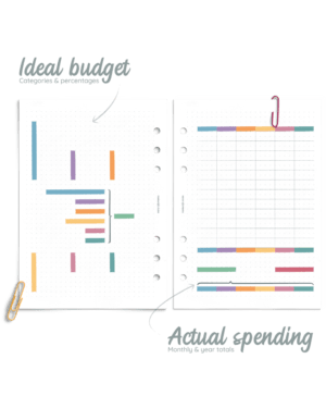 Highlighted financial overview spread - printable planner refill