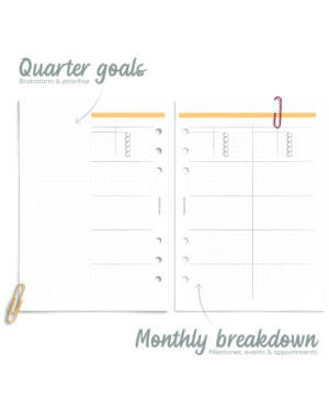 Highlighted quarter planner spread - printable planner refill