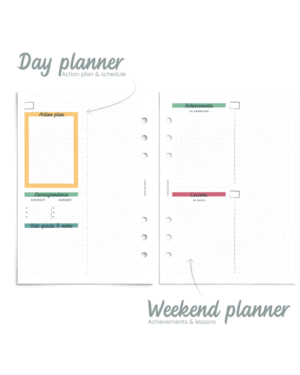 Undated day and weekend page set - printable planner refill