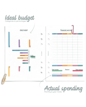 Undated financial overview spread - printable planner refill