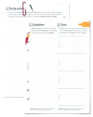 undated 3-step goal breakdown