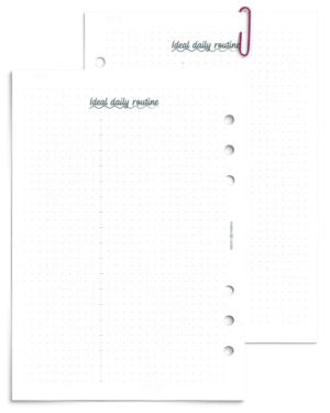 Undated ideal daily routine page - printable planner refill
