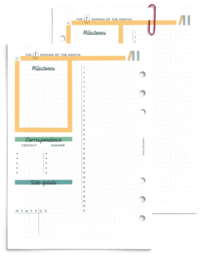 Undated month plan page - printable planner refill