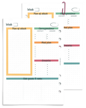 Undated week breakdown page - printable planner refill