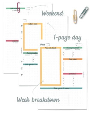Undated week planner set - printable planner refill